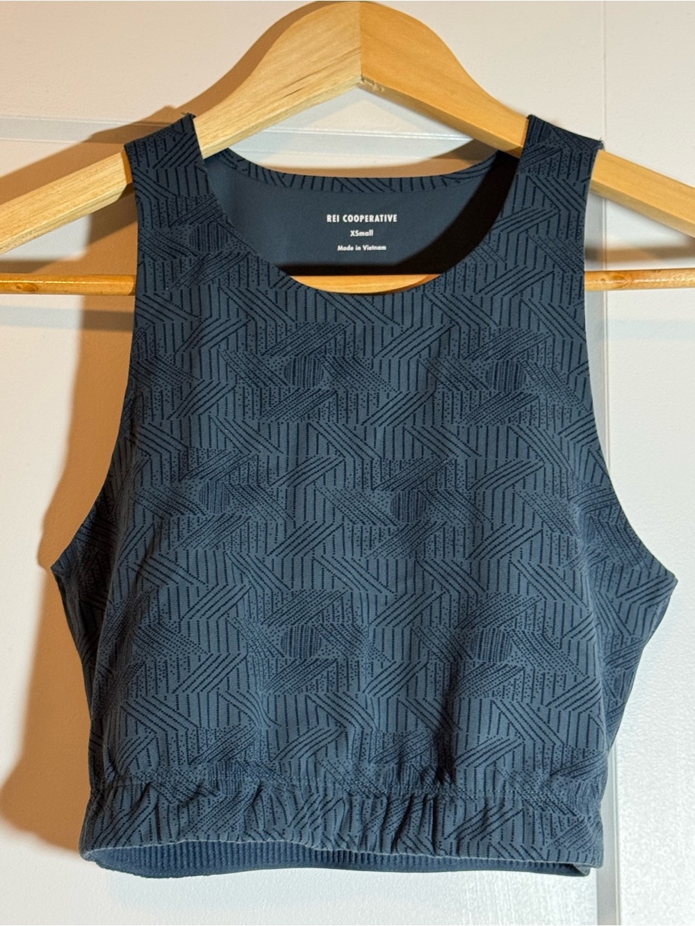 REI Co-op High Neck Longline Bra / Workout Crop in Milky Way Stone Blue XS